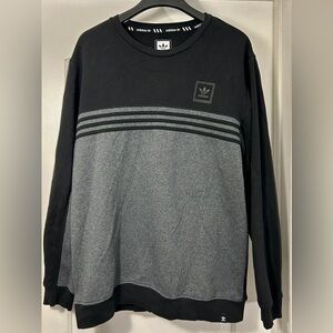 Adidas Originals Black & Gray Crewneck Sweatshirt — Trefoil Logo — Size XL